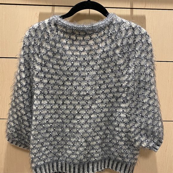 Anthropologie short sleeve open front sweater with snaps at neck - size M - Picture 2 of 4